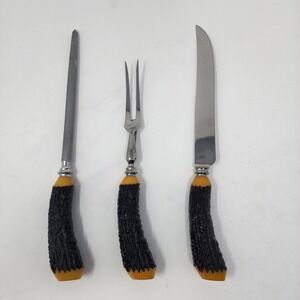 Vintage B. Thomas & Co. 3 Piece Bakelite MCM Carving Set Sheffield England Knife